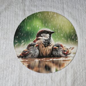 Blechschild Regen "Spatzen"