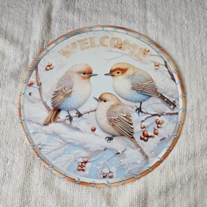 Blechschild Vogel-Trio "Welcome"