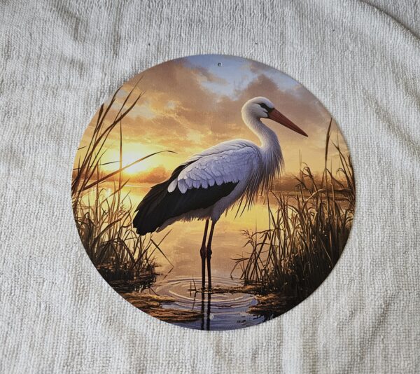 Blechschild Abendsonne "Storch"
