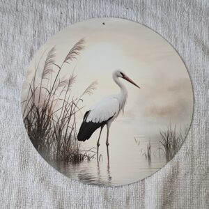Blechschild im Nebel "Storch"