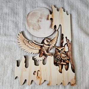 Holzschild "Eulen-Duo"