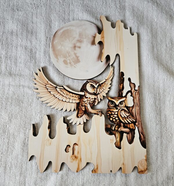 Holzschild "Eulen-Duo"