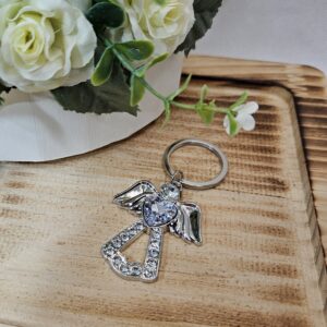 Schutzengel Schlüsselring Strass silber