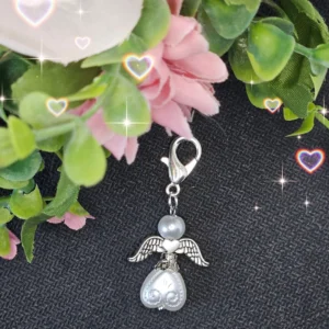 Schutzengel Perlenanhänger Herz weiss